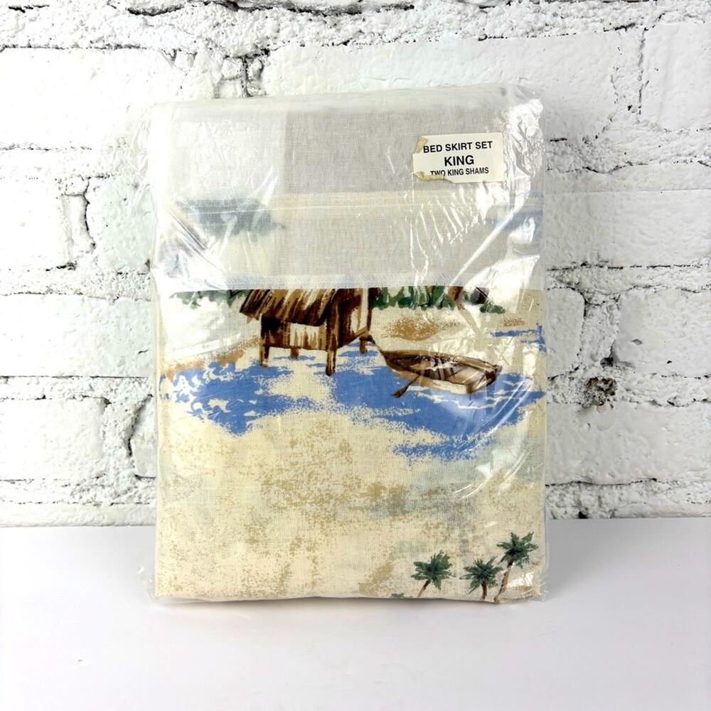 Vintage Island Maui Hut King Dust Ruffle